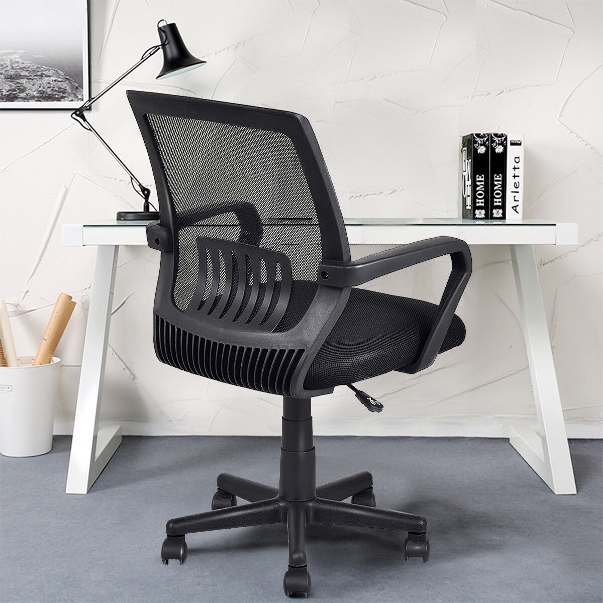 Black Ergonomic Office Chair with Mesh Back Adjustable Swivel Seat