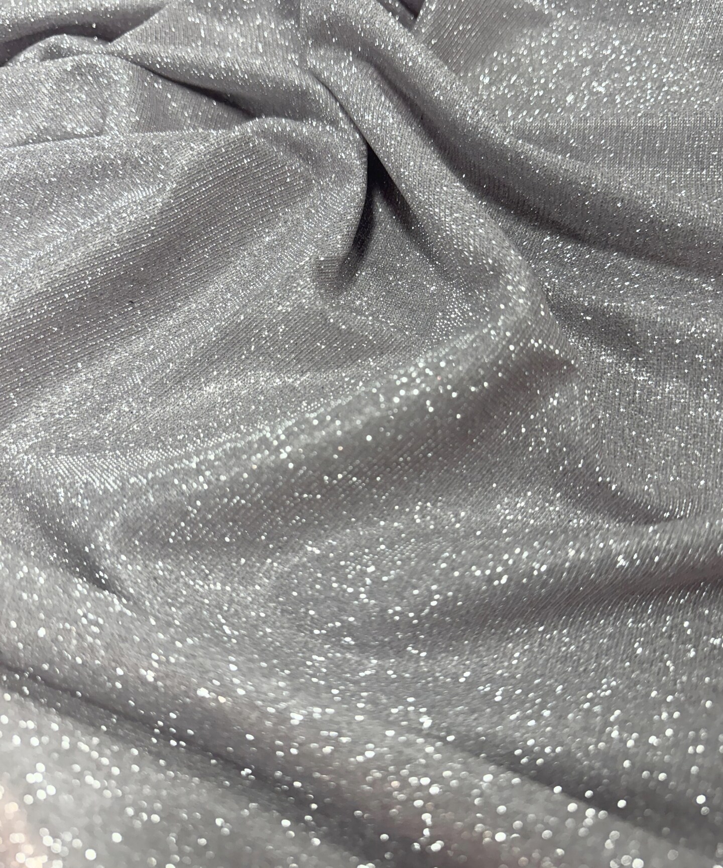 Light Silver Glitter Lurex Knit Fabric by the Yard, 60" Wide Sparkle Metallic Stretch Fabric for Costumes, Gowns, Dancewear