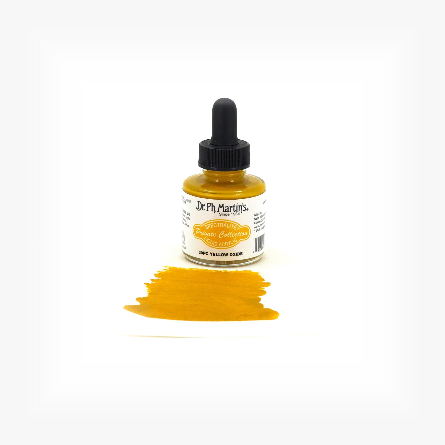 Dr. Ph. Martin's® Spectralite Private Collection Liquid Acrylics, 1.0 US fl oz, 30PC Yellow Oxide, 1 Bottle