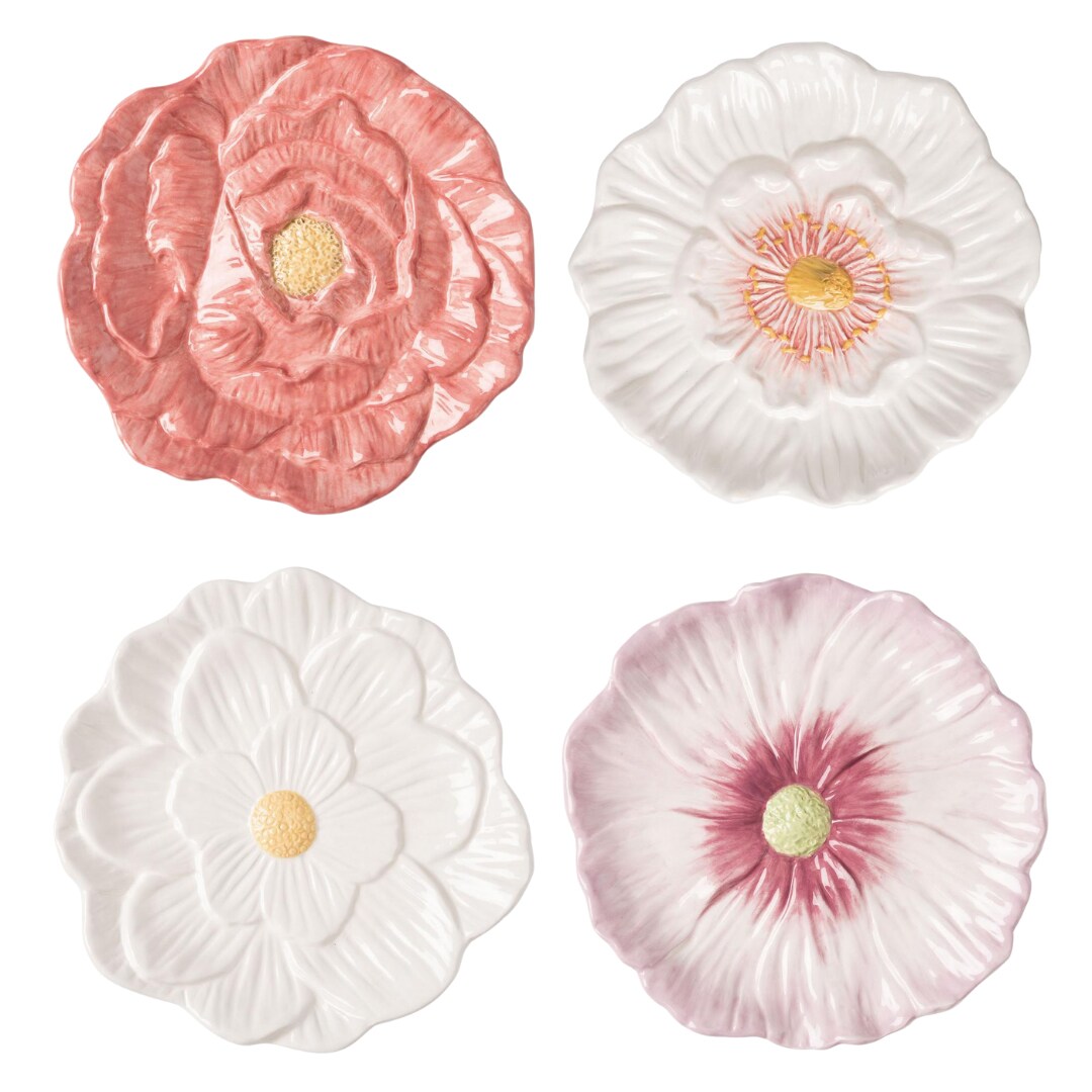 Transpac Ceramic Garden Party Plates Set of 4 Spring Dining Decor for Home and Outdoor Gatherings