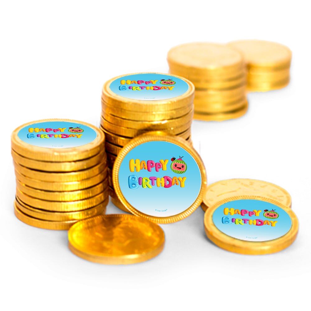 80 Pcs Cooky Melon Kid's Birthday Candy Party Favors Chocolate Coins with Gold Foil