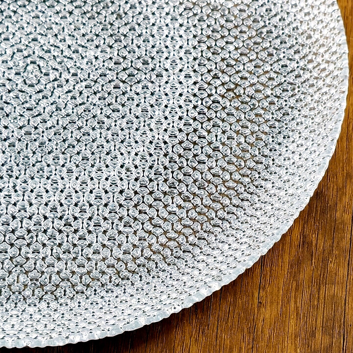 Handmade Glass Dinner Plate with Metal Finish Textured Modern Tableware