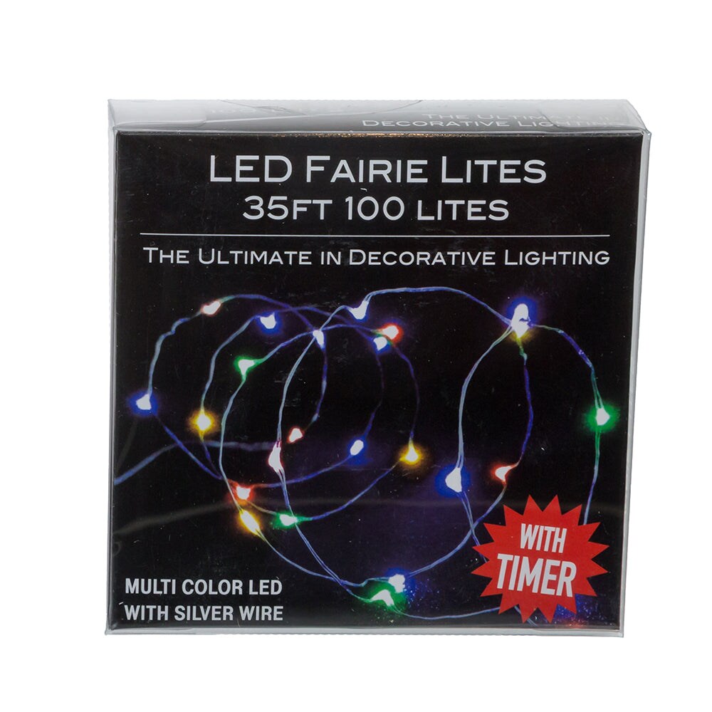 100-Light Battery Operated Multicolor Fairy Lights - Silver Wire