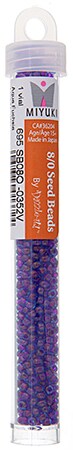 Miyuki 22g Colored-Lined Round Rocailles Seed Beads, 8/0