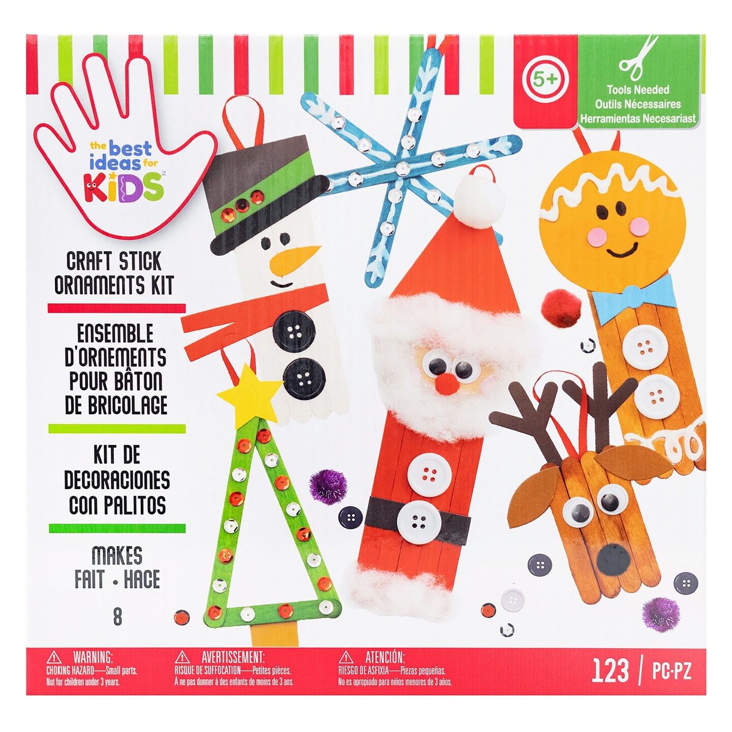 Colorbok Kids Christmas Holiday Ornament Kit-Popsicle Stick