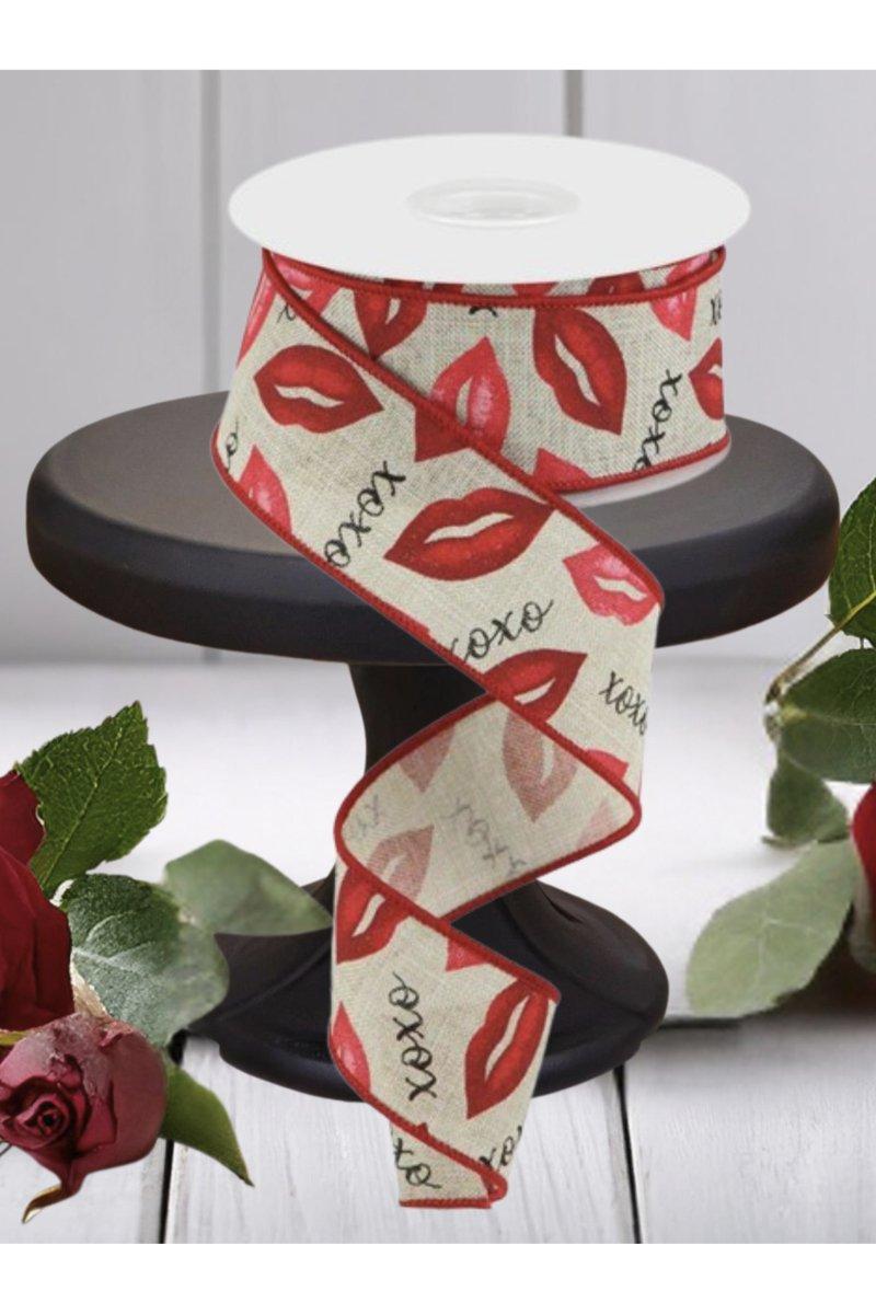 1.5&#x22; Lips XOXO Burlap Ribbon: Natural (10 Yard)