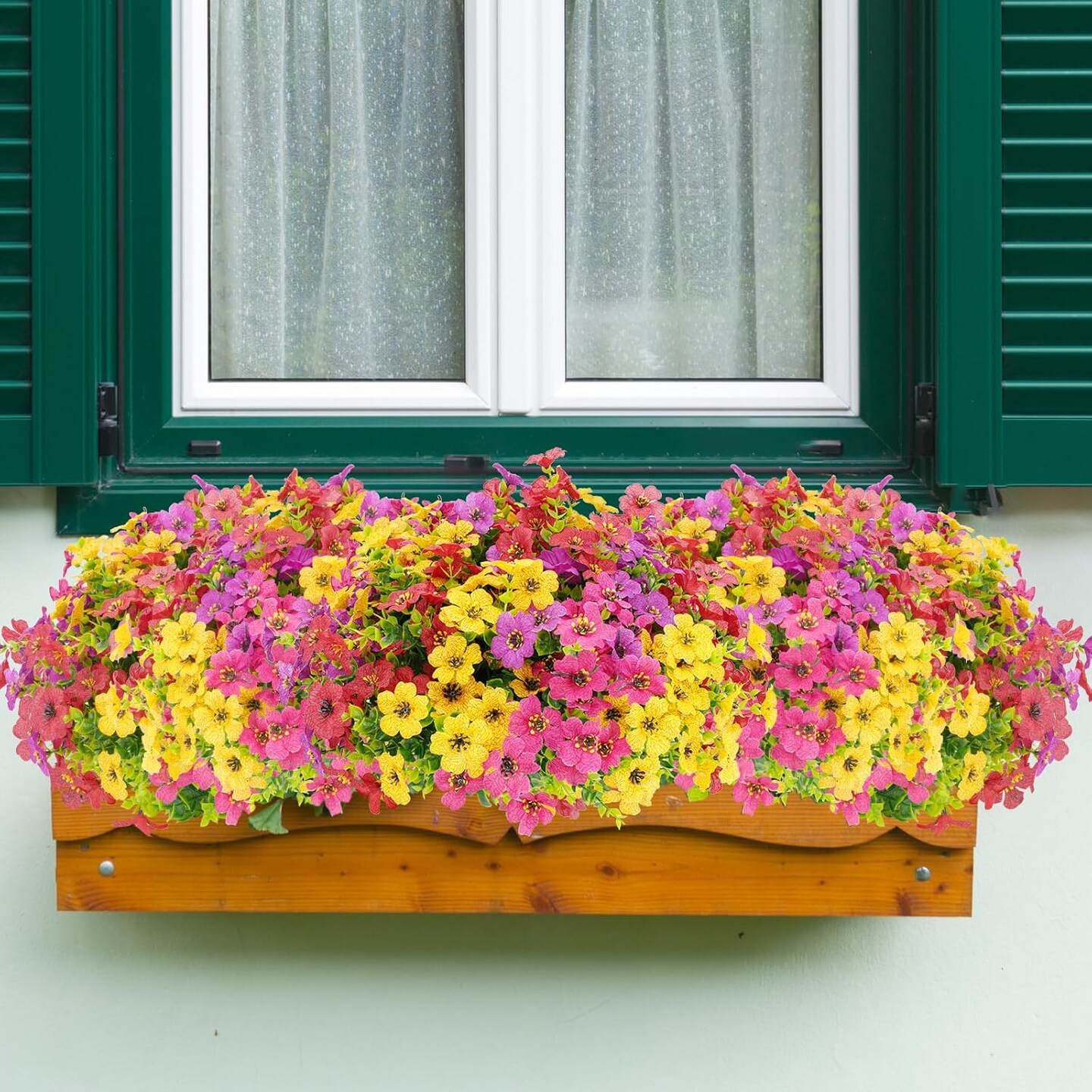 16 Bundles Artificial Flowers – UV Resistant Faux Daisy & Eucalyptus for Outdoor Home Decor