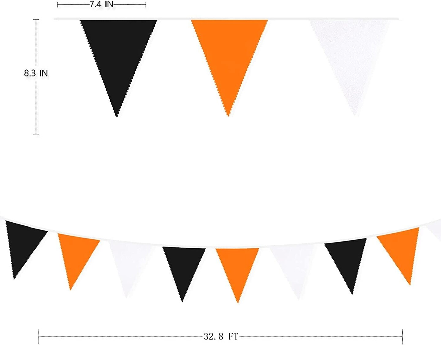 32Ft Orange Black White Graduation Party Decorations 2023 Halloween Pennant Banner Fabric Triangle Flag Bunting Garland for Thanksgiving Wedding Birthday Home Nursery Outdoor Garden Hanging Decoration