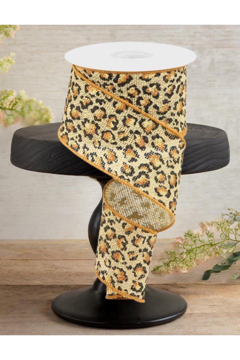 2.5&#x22; Metallic Leopard Print Burlap Ribbon: Natural (10 Yards)