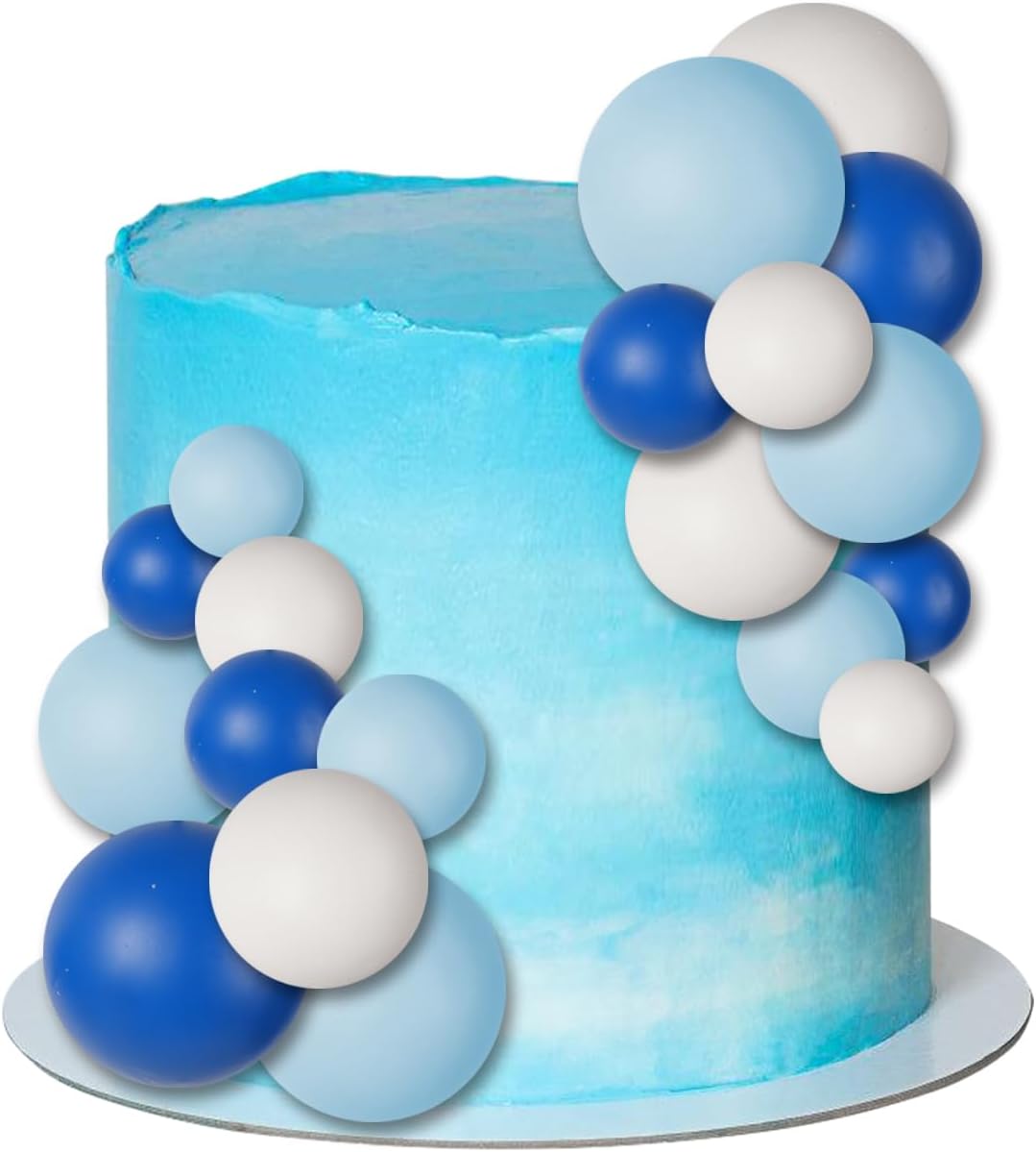 30 PCS Balls Cake Topper DIY Cake Insert Toppers Ball Cake Picks Cupcake Topper for Birthday Party Baby Shower Wedding Cake Decoration(Blue White Dark Blue)
