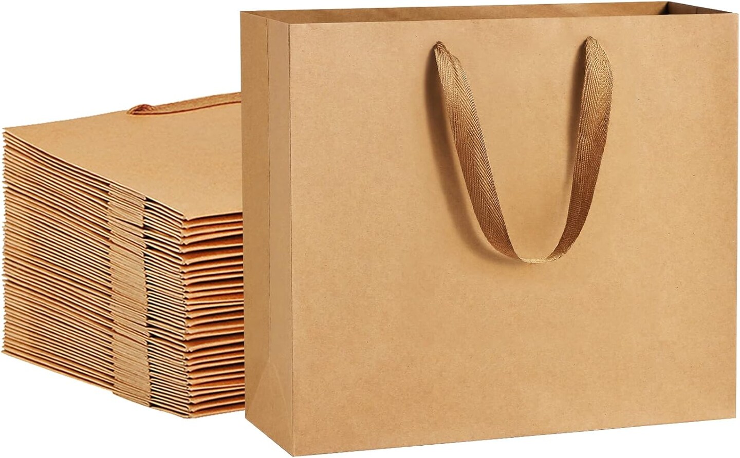 25Pcs Gift Bags Heavy Duty Kraft Brown Paper Bags with Handles, Sturdy Large Paper Gift Sacks for Shopping, Retail, Merchandise, Wedding Party Favor