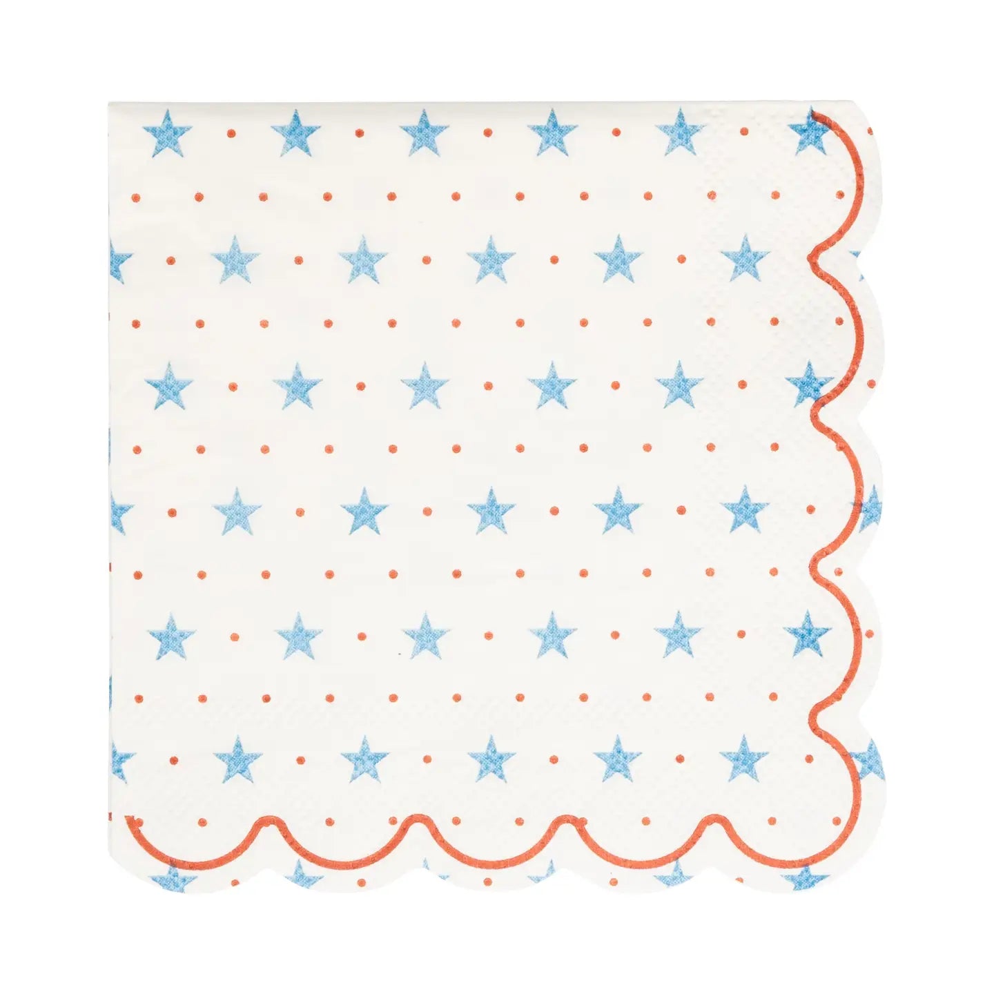 Holiday Christmas Star Scalloped Cocktail Napkins Patriotic Paper Napkins for Parties, BBQs & Festive Gatherings