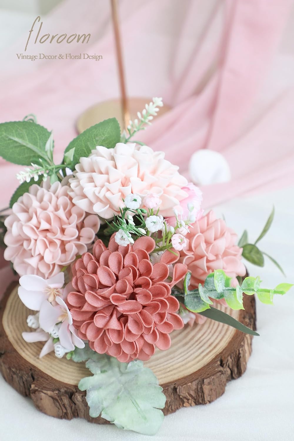 25-Piece Dusty Rose Artificial Dahlia Flowers with Stems – Realistic Foam Fake Roses for DIY Wedding Bouquets, Bridal Shower Centerpieces, Floral Arrangements & Home Decor