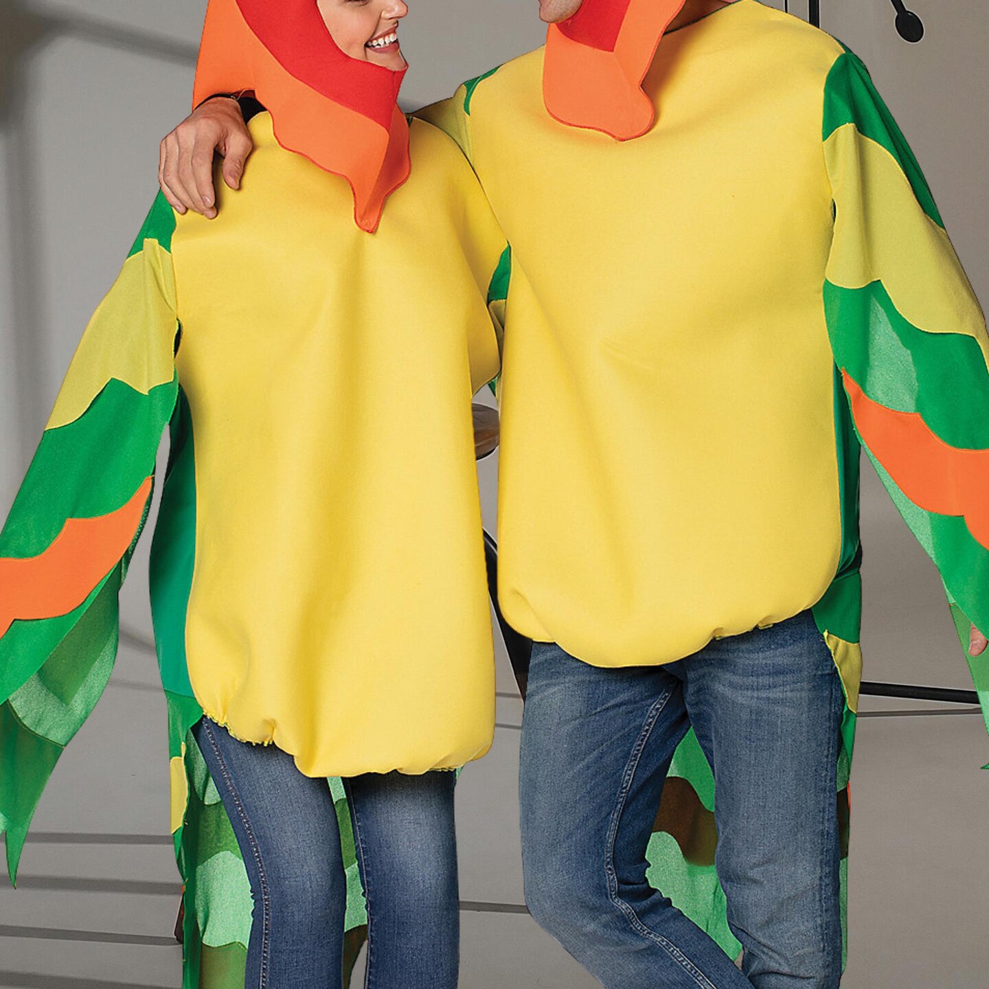 2 Pieces Love Birds Couples Costume Multi Colored Tunics Headpieces