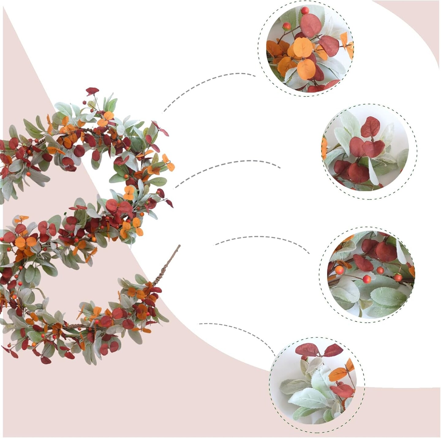 Artificial Fall Wreath(14 x 13 x 2 inches)
