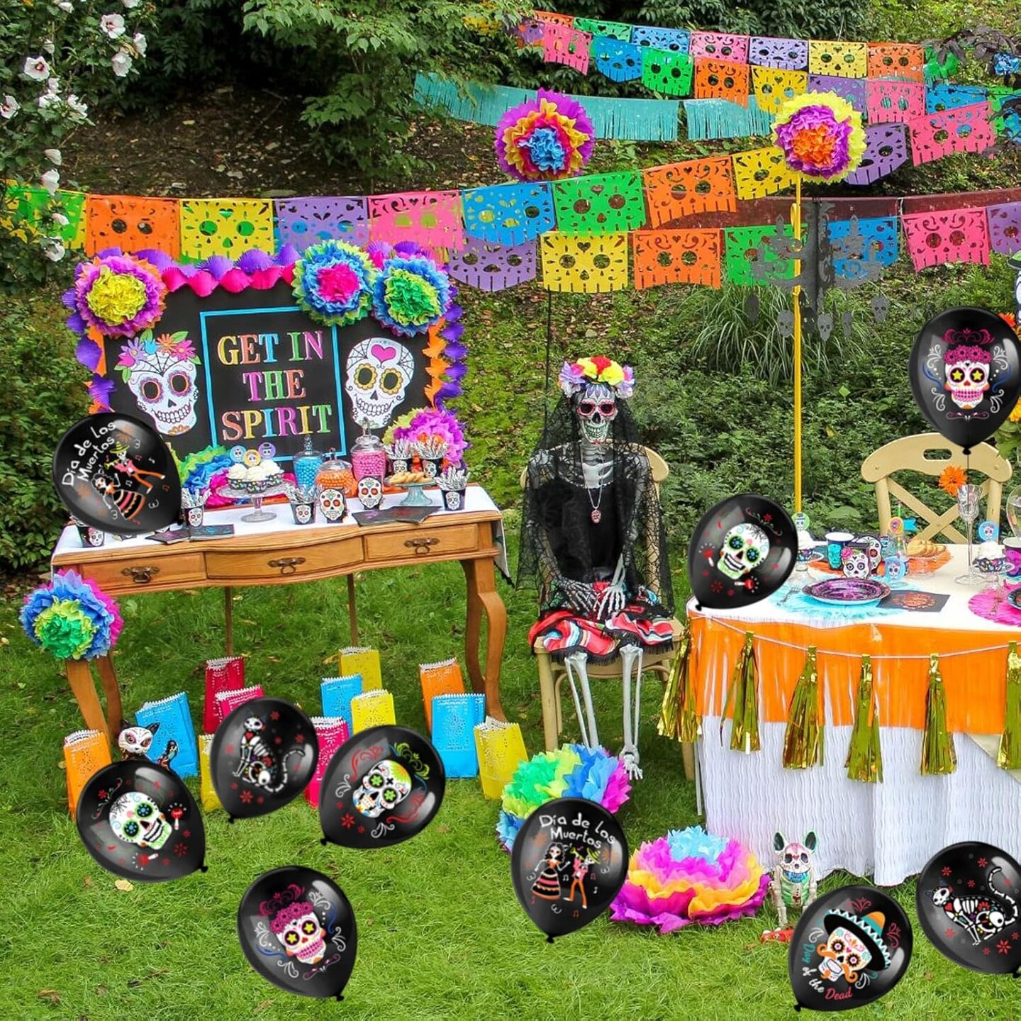 48 Pieces Day of the Dead Sugar Skull Party Balloons(Black)7.5 x 5.9 x 1.6 inches