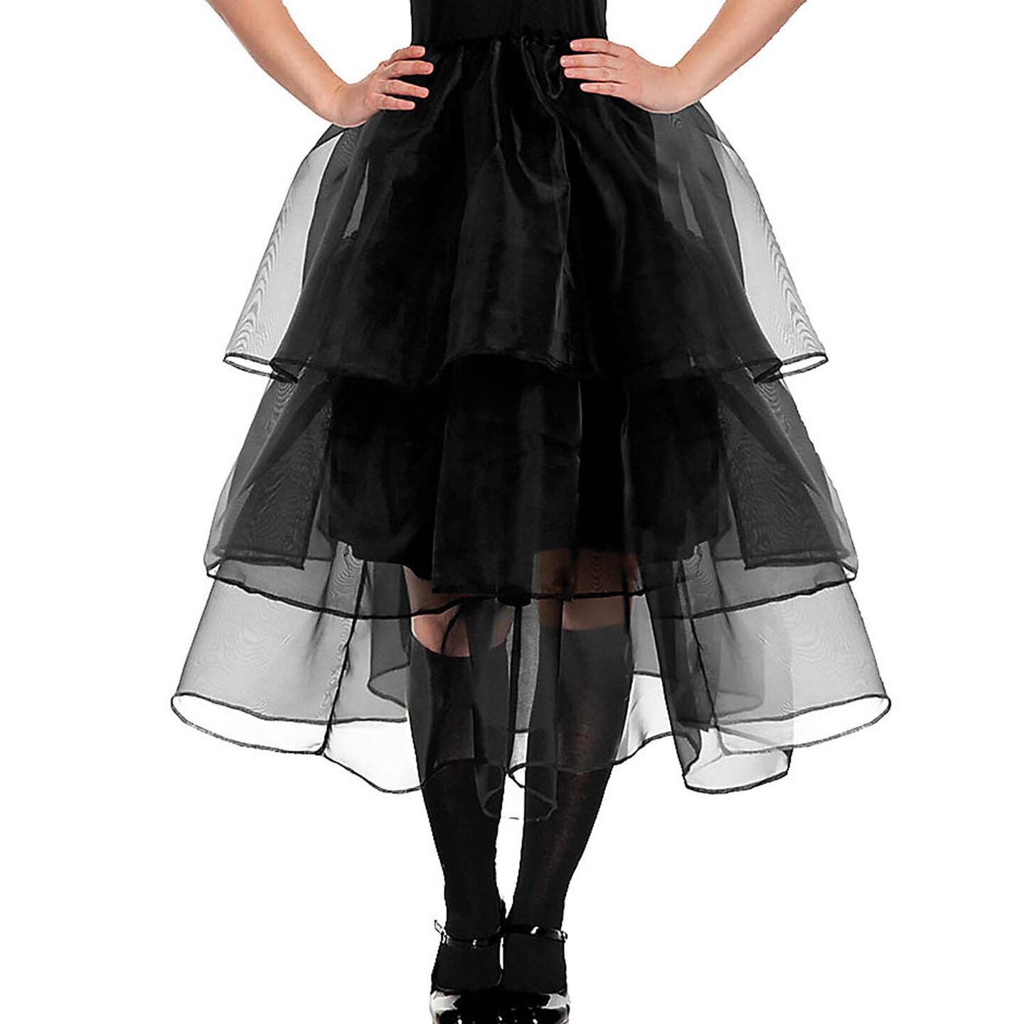 Women Gothic Prom Dress Halloween Costume Black Layered Outfit