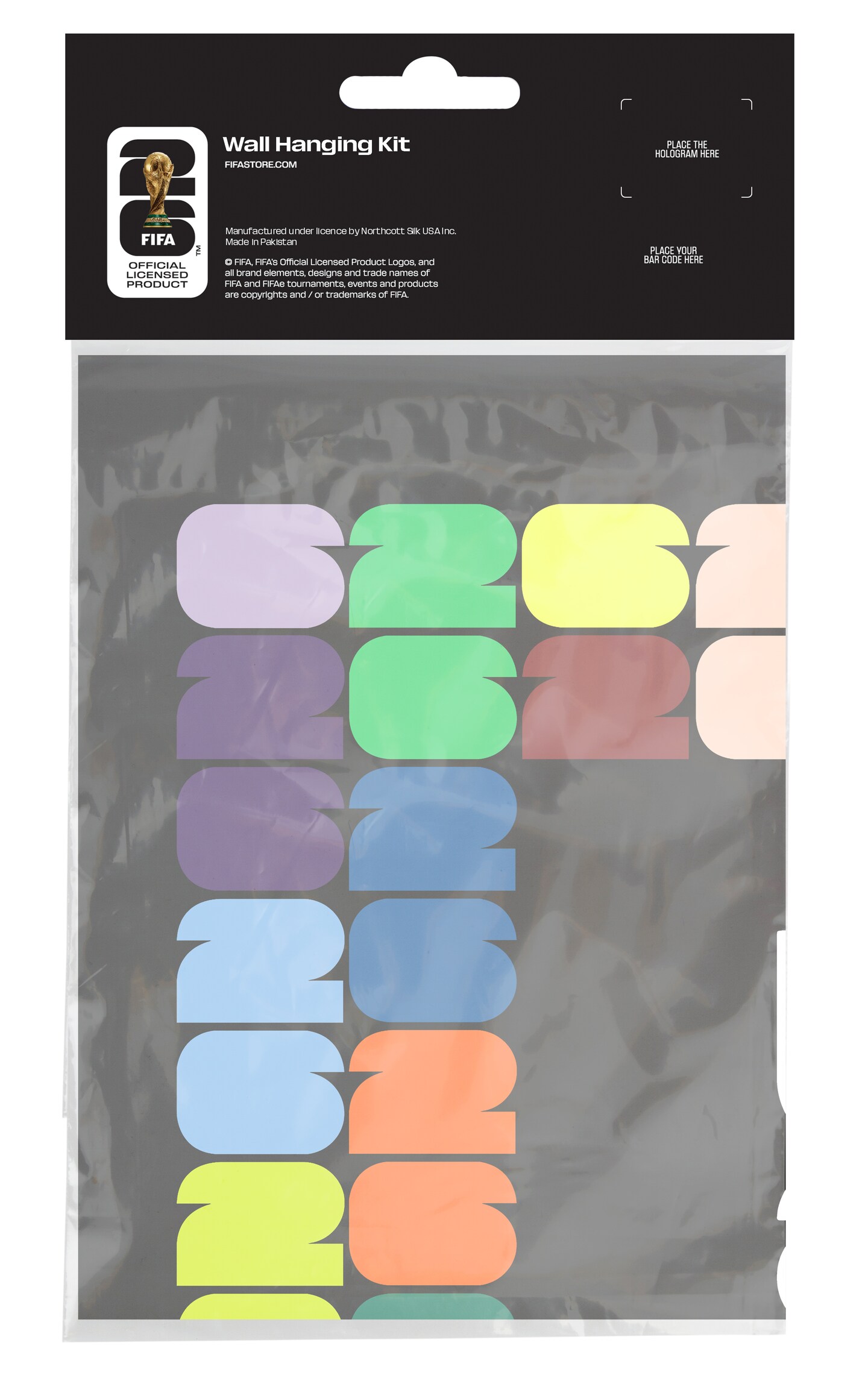 FIFA World Cup DIY Fabric Wall Hanging Kit – Soccer Fan Sewing Craft Kit – Includes 28" x 43" Fabric Panel, Backing, Binding & Instructions – Create a 27" x 40" World Cup Wall Art Décor