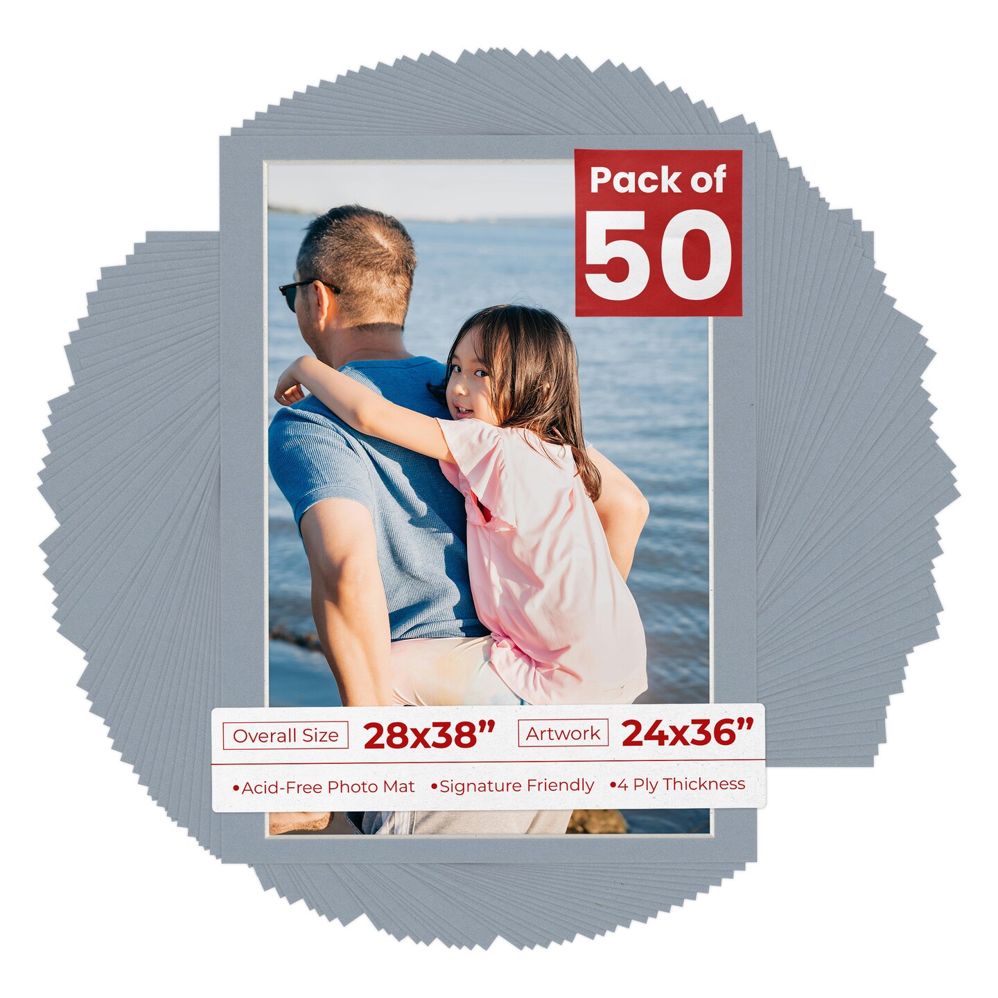 Mid Grey Mat Board for 28x38 Frames - Fits 24x36 Photos, Color: Grey ...