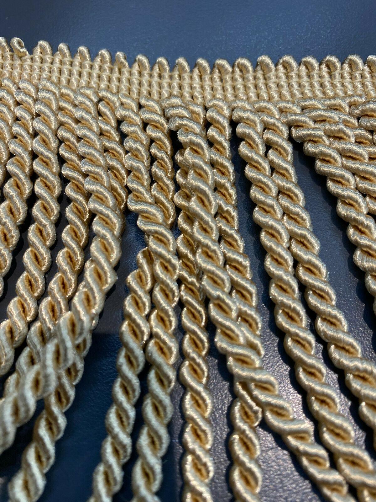1 Yard Light Gold Bullion Fringe Trim for Upholstery and Curtains 4 Inch Long