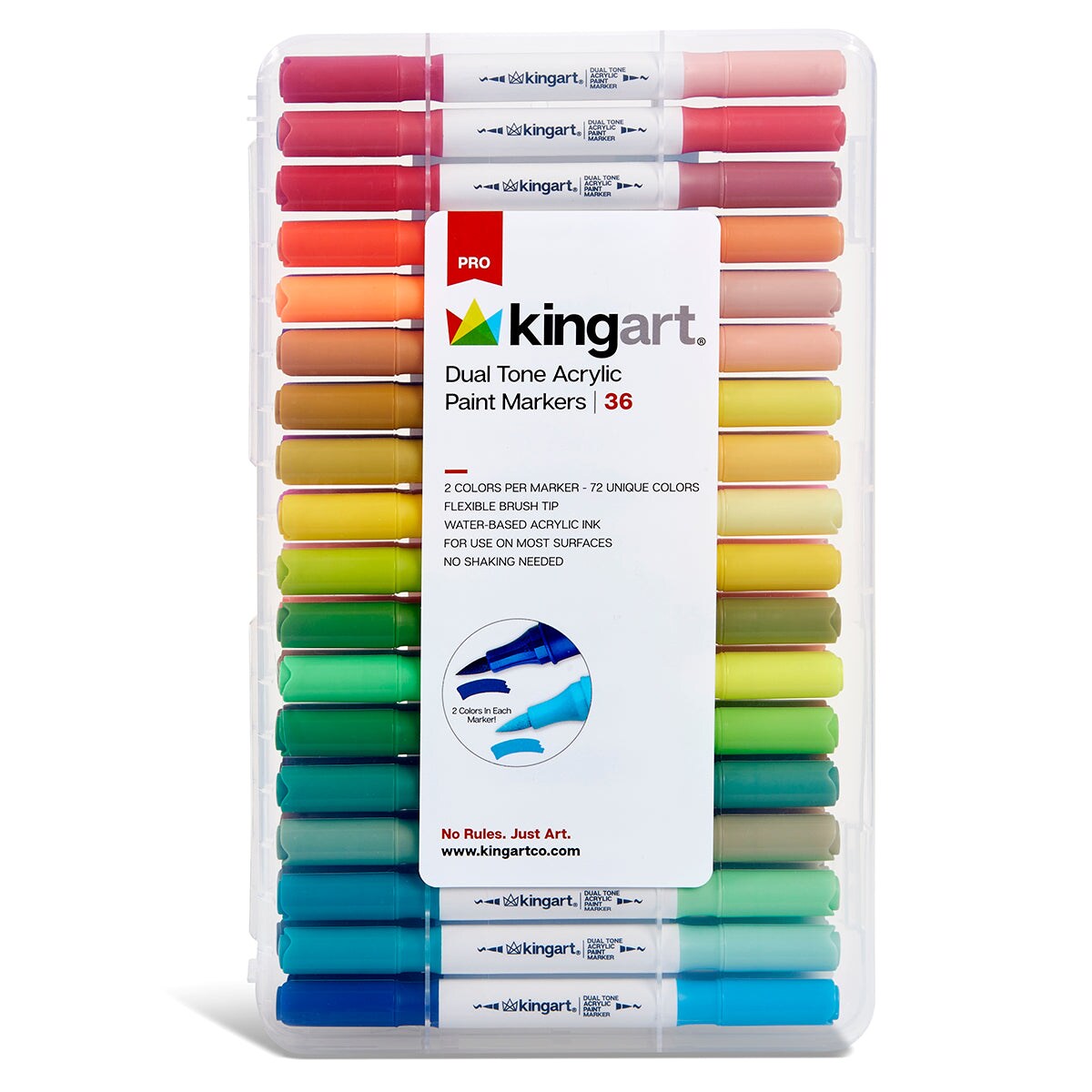 KINGART&#xAE; Dual Tone Acrylic Markers 36 Pens / 72 Colors