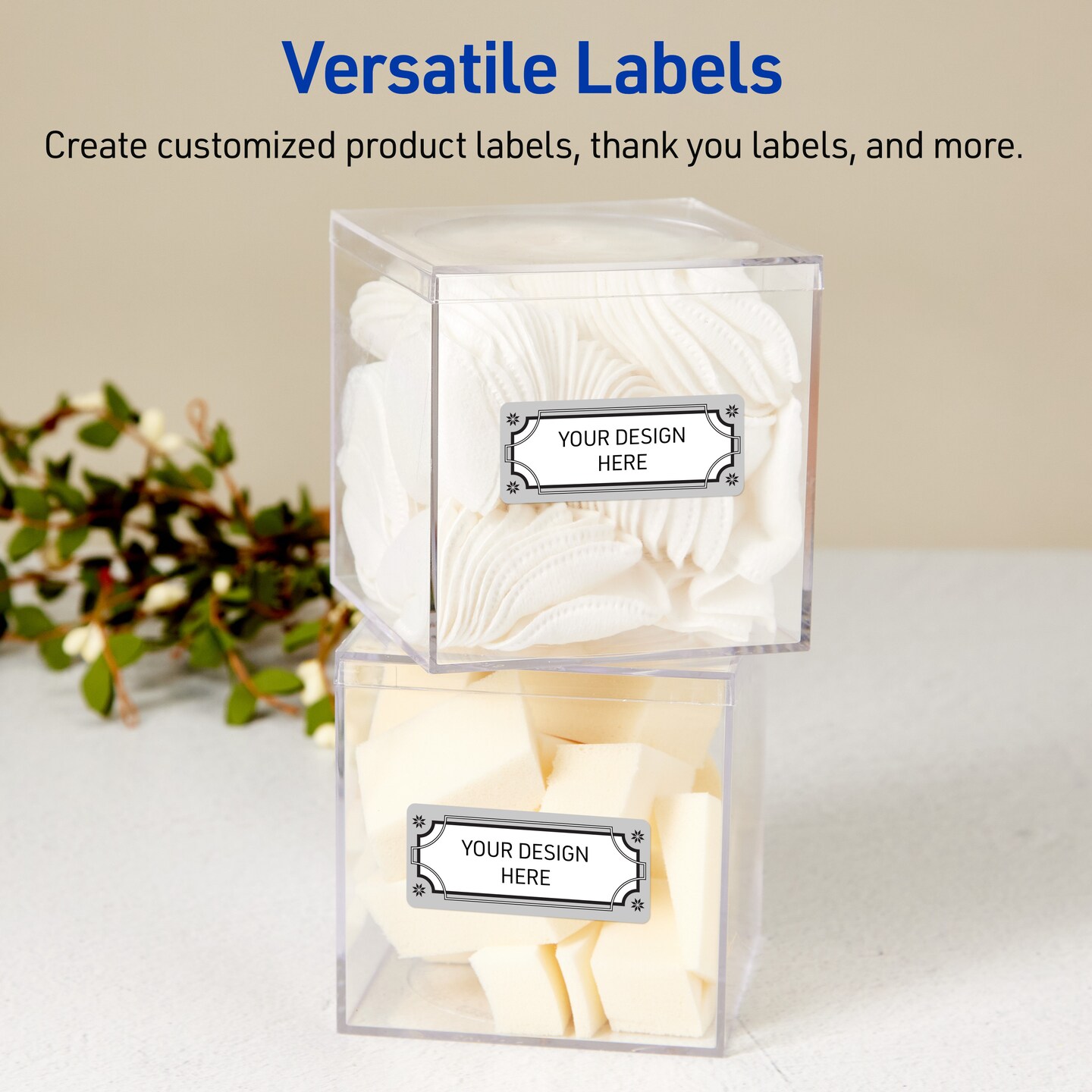 Avery Printable Rectangle Labels, 1" x 2-5/8", Glossy White, Pre-printed Metallic Silver Border/Black Frame Design, Sure Feed Technology, Laser & Inkjet Compatible, 320 Total
