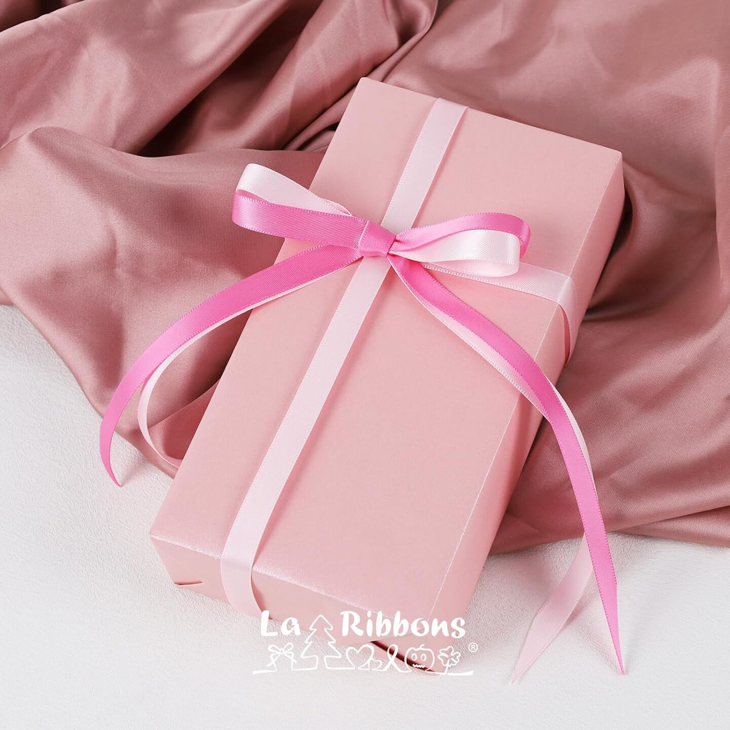 3/8 Inch 100 Yard Satin Ribbon for Crafts,10 Yd/Roll 10 Rolls Pink Double