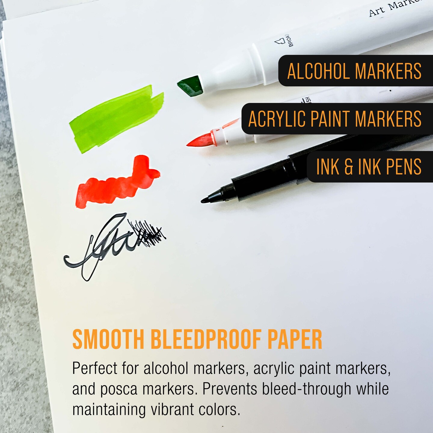 11’ x 14" Premium Manga Marker Paper Pad (2 Pack, 48 Sheets Total) - 60lb (100gsm) Drawing Sketchbook for Alcohol & Acrylic Paint Markers