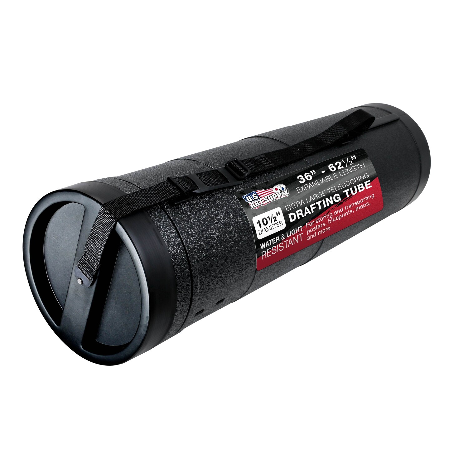 Jumbo Poster Tube - Telescoping Adjustable 36" to 62-1/2" - Durable 10-1/2" Diameter Storage Tube - Art Poster Carrier Holder & Blueprint Storage Drafting Tube Travel & Protection