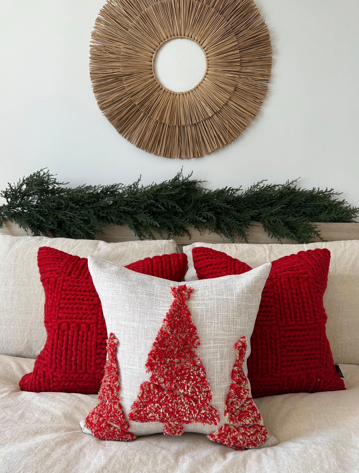Merry Pillow Cover – 18" Square Shag Christmas Tree Decor | Busa Designs