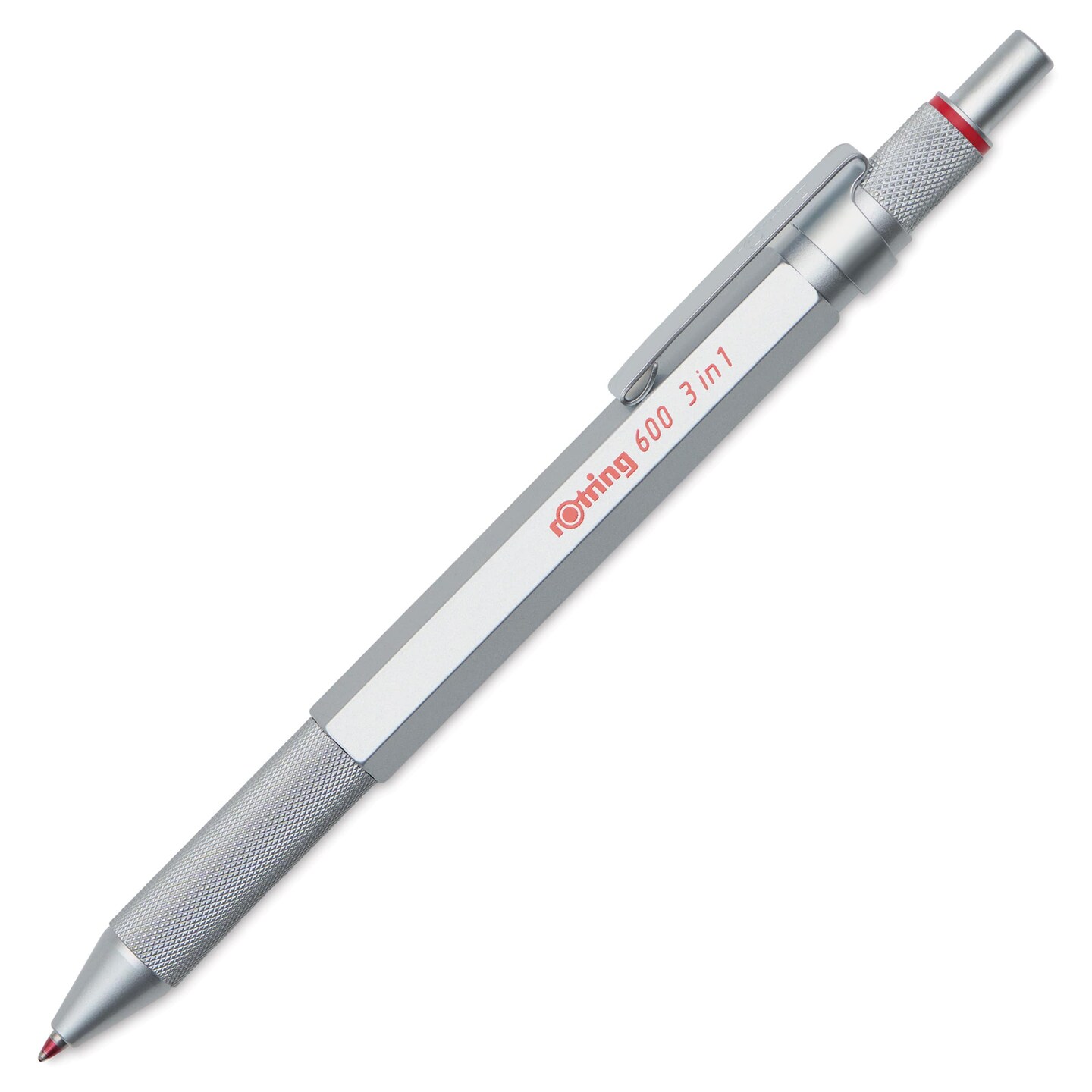 Rotring 600 3-in-1 Multicolor Ballpoint Pen and Mechanical Pencil - Silver, 0.5 mm