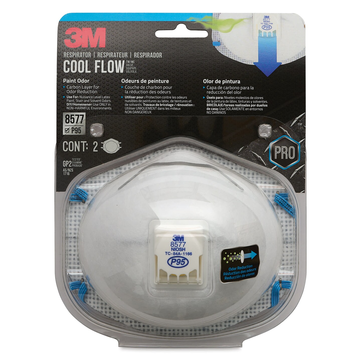 3M P95 Cool Flow Paint Valve Particulate Respirator, Pkg of 2