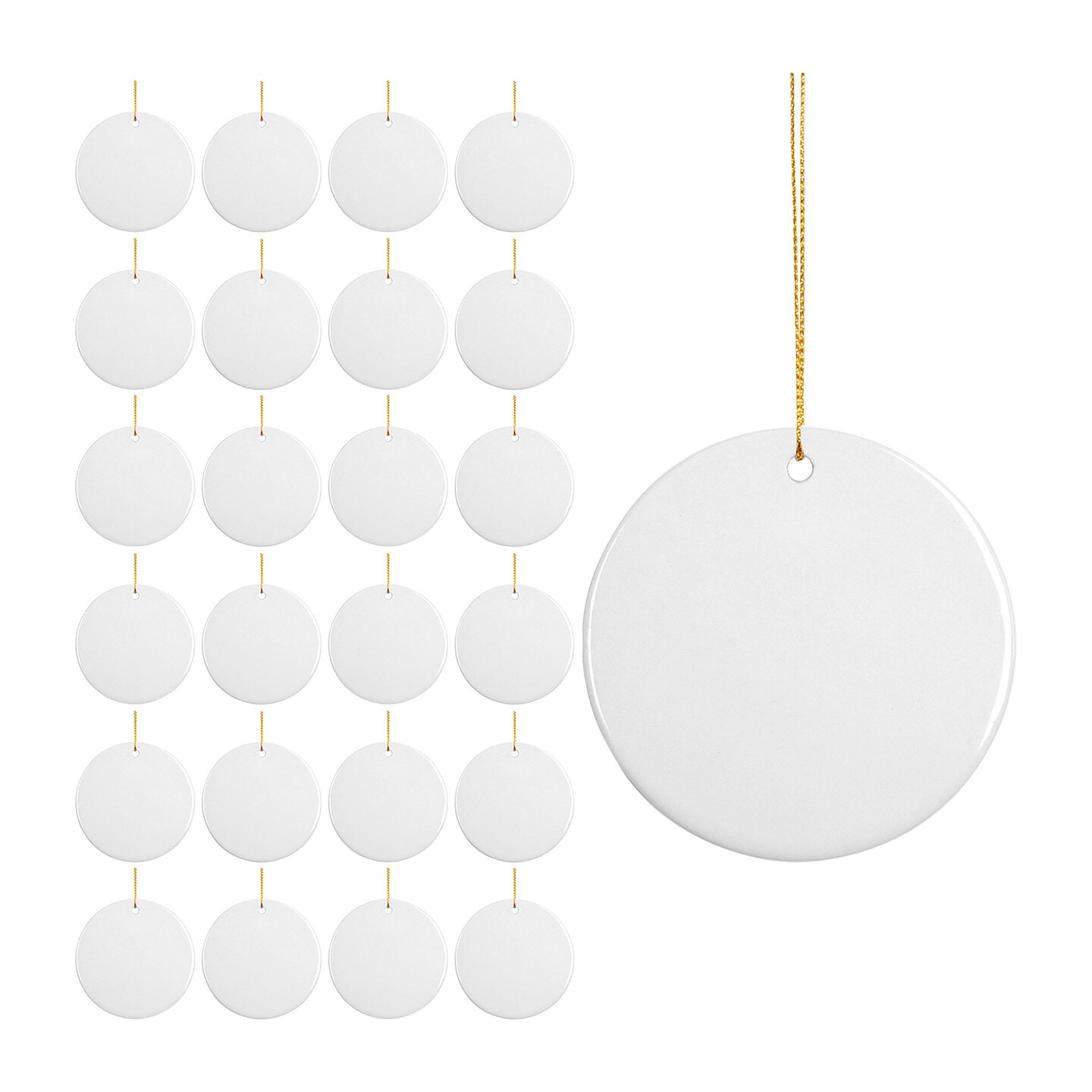 Craft Express Sublimation Printing Ornament - Ceramic Round, 3", Pkg of 25