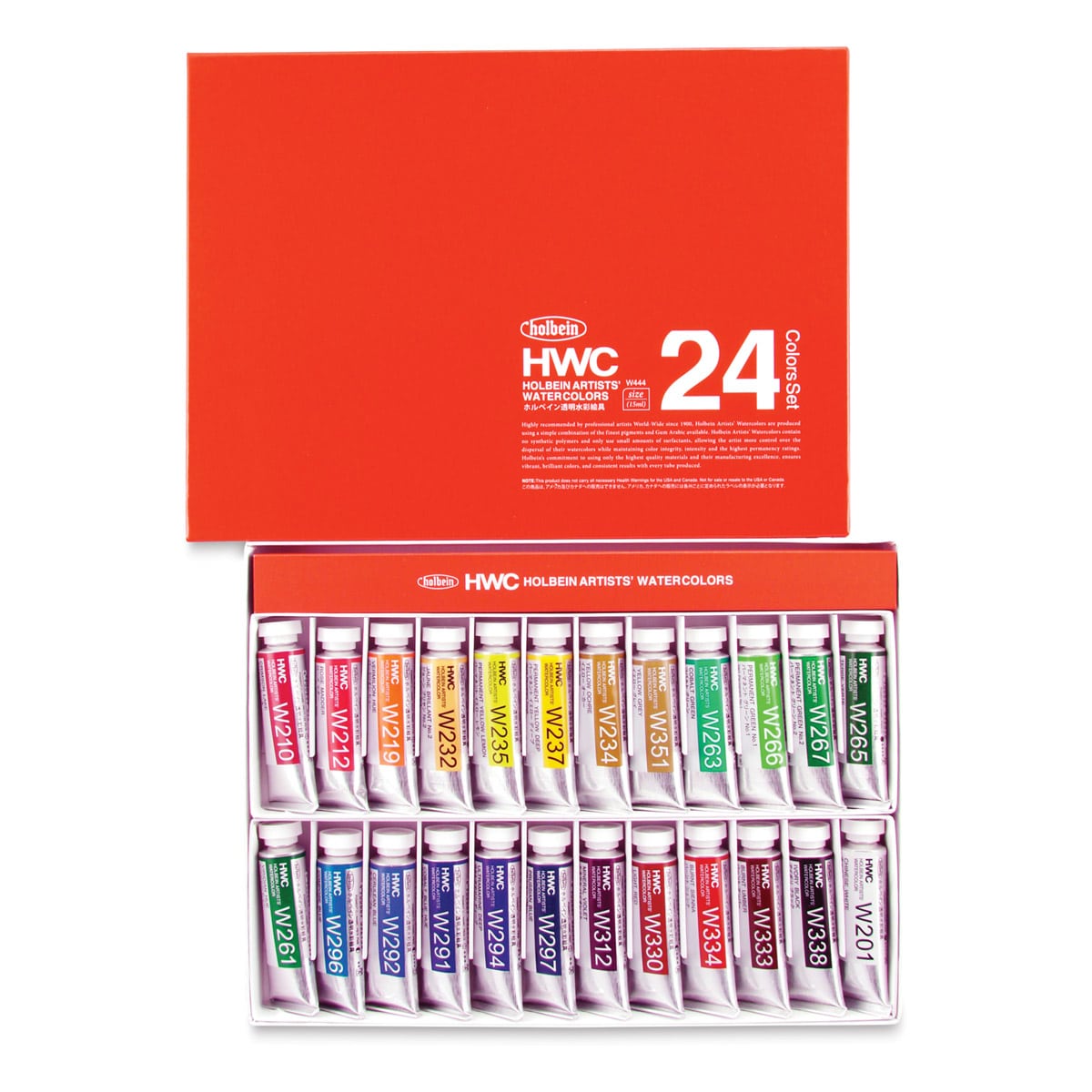 Holbein Artists' Watercolors - Set of 24, Assorted Colors, 15 ml Tubes
