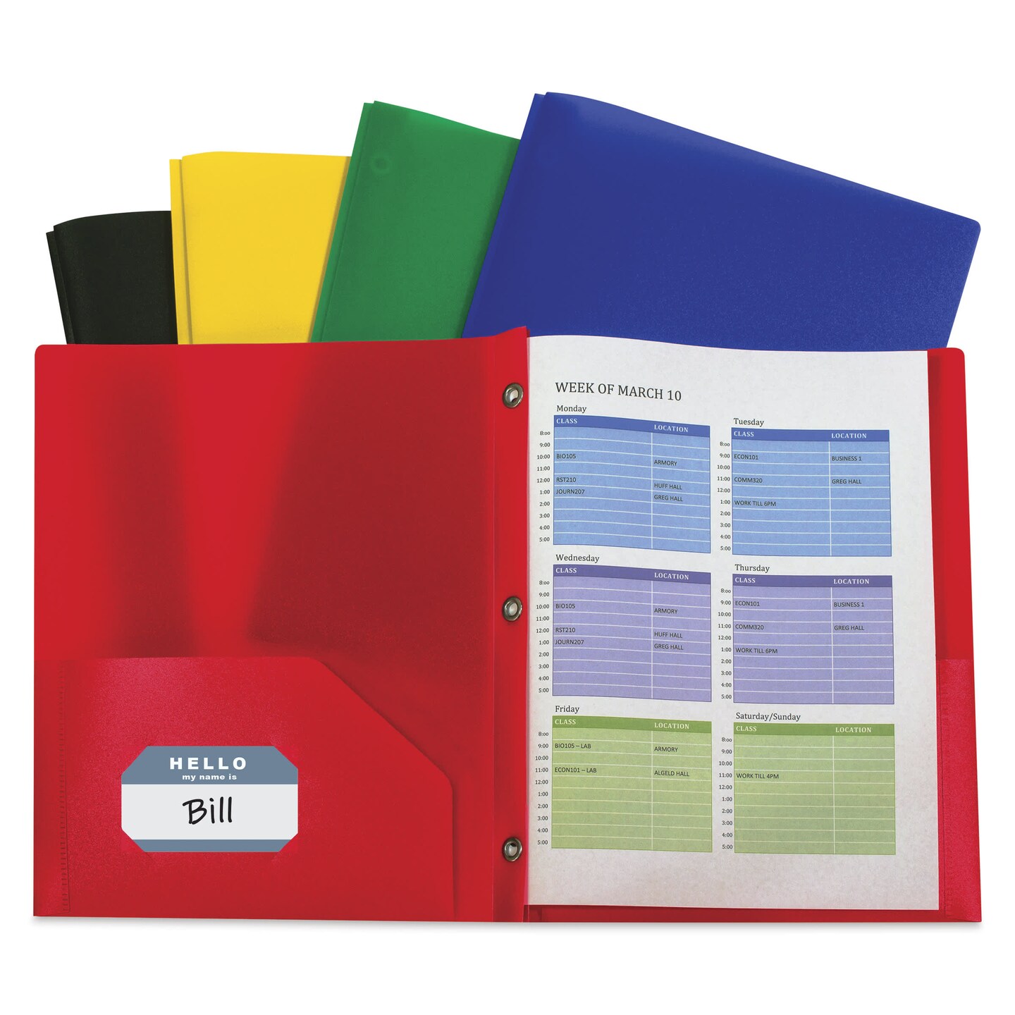 C Line Two-Pocket Folder with Prongs - Assorted, 8-1/2" x 11", Pkg of 10