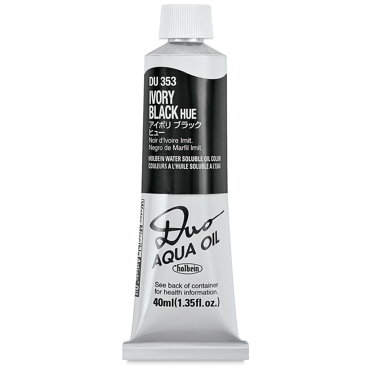 Holbein Duo Aqua Water Soluble Oils - Ivory Black Hue, 40 ml tube