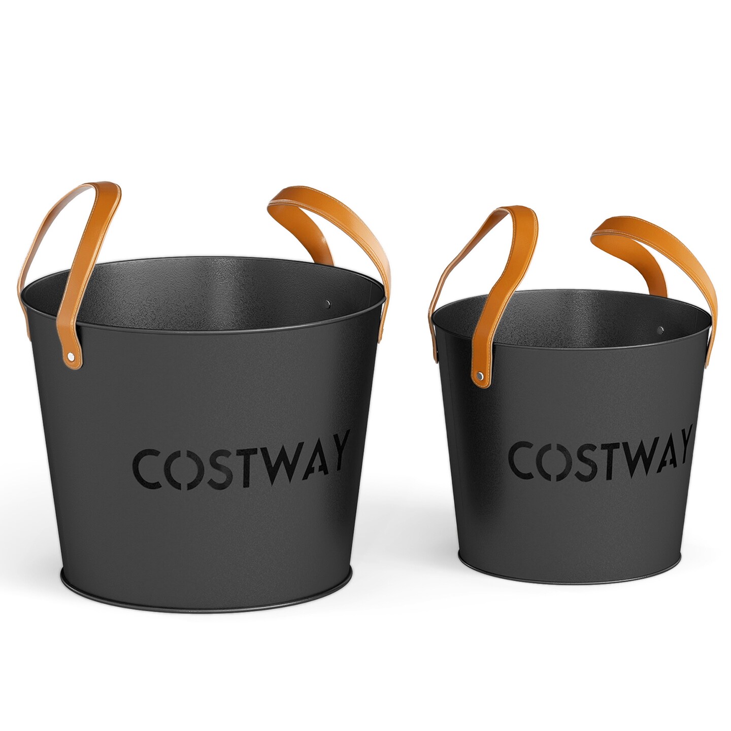 Ash Bucket Metal Coal Ash Cans 11.5 and 8.5 Gal for Fireplace Set of 2
