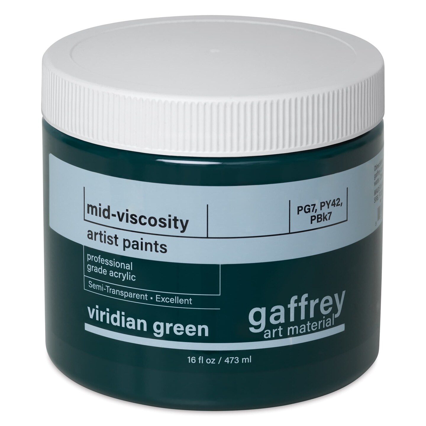 Gaffrey Art Material Standard Body Acrylic Paint - Viridian Green, 473 ml jar