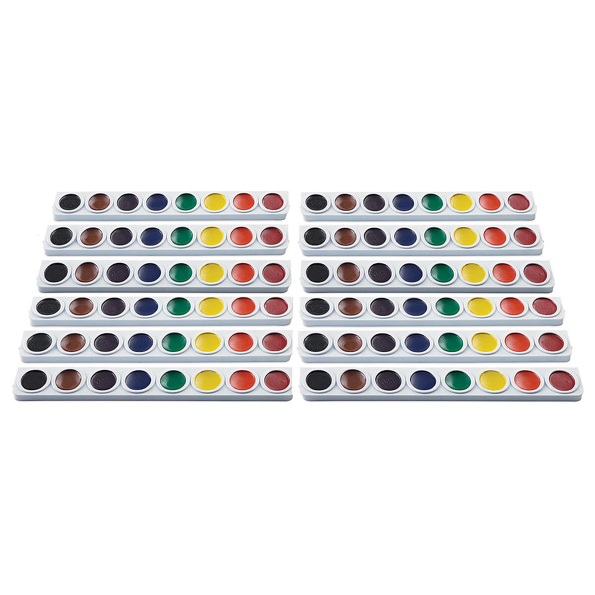 Prang Watercolor Refills - Oval, pkg of 12 Assorted colors, Half Pans