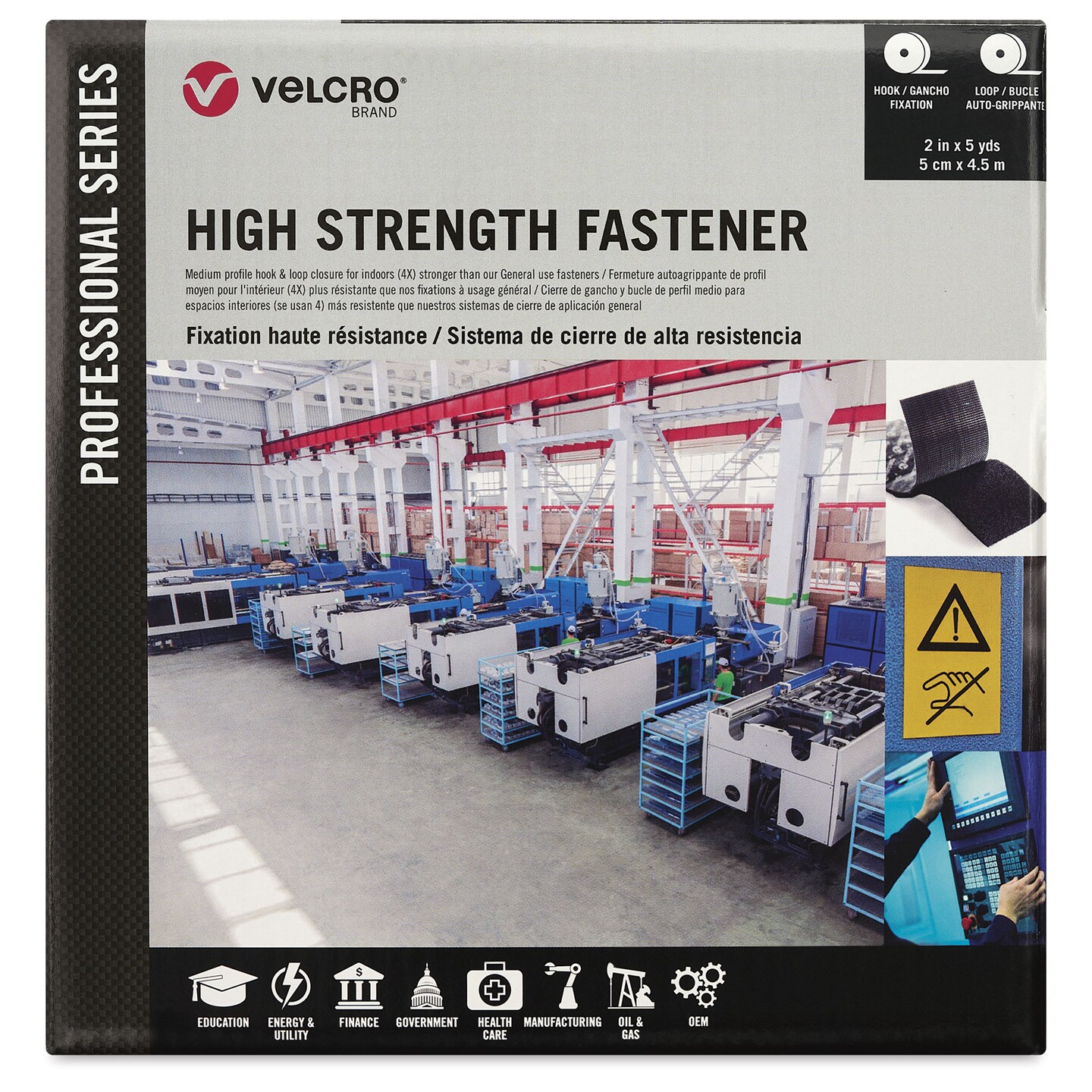 Velcro Brand Pro Series High Strength Fasteners - Black, 2" x 5 yds, Rolls