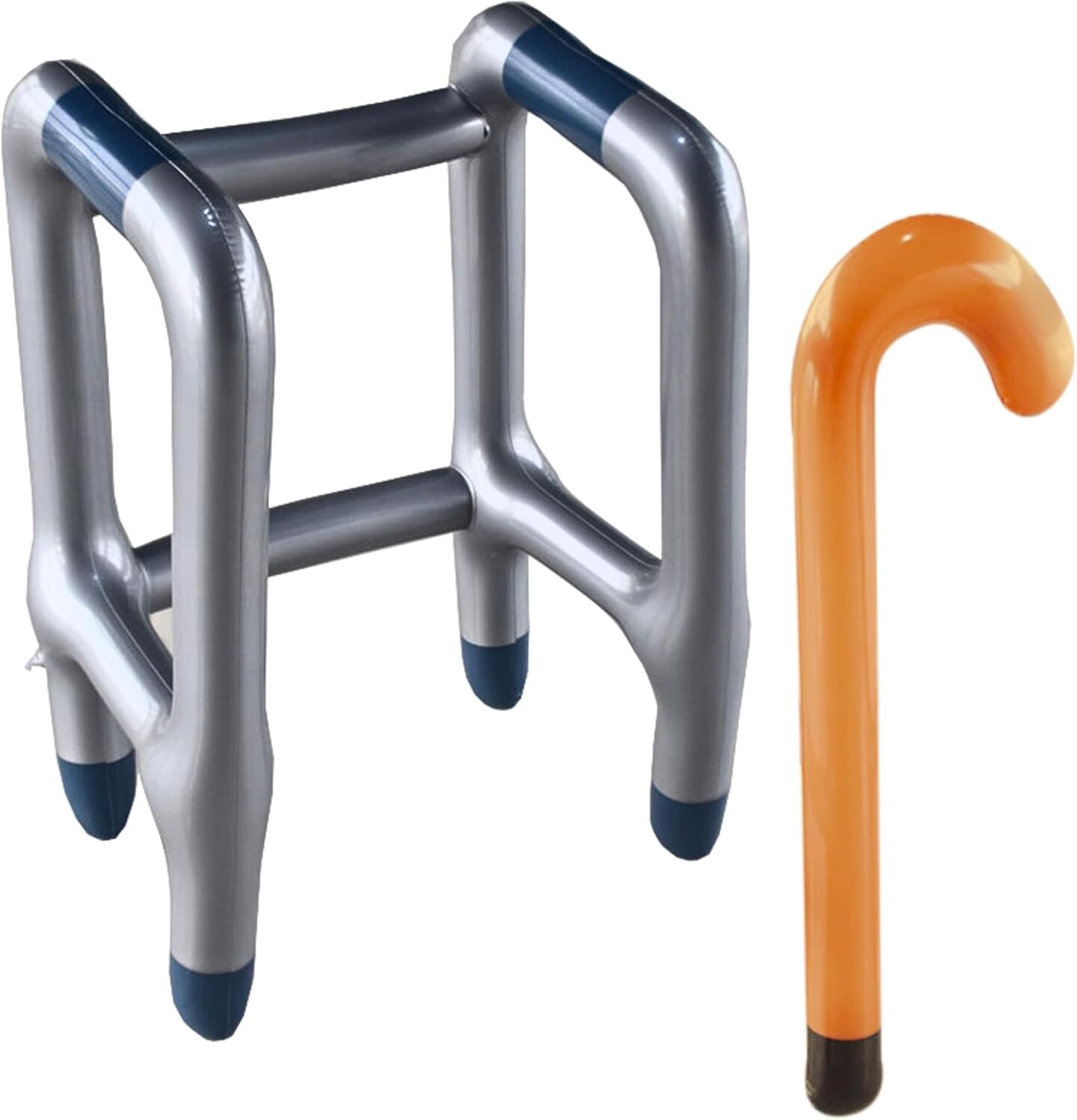 Inflatable Walker and Cane 2 Pcs Set for Kids & Adults – Old Man Old Lady Costume Accessories, 100 Days of School Outfit Props, Blow Up Walking Stick & Walker for Boys Girls