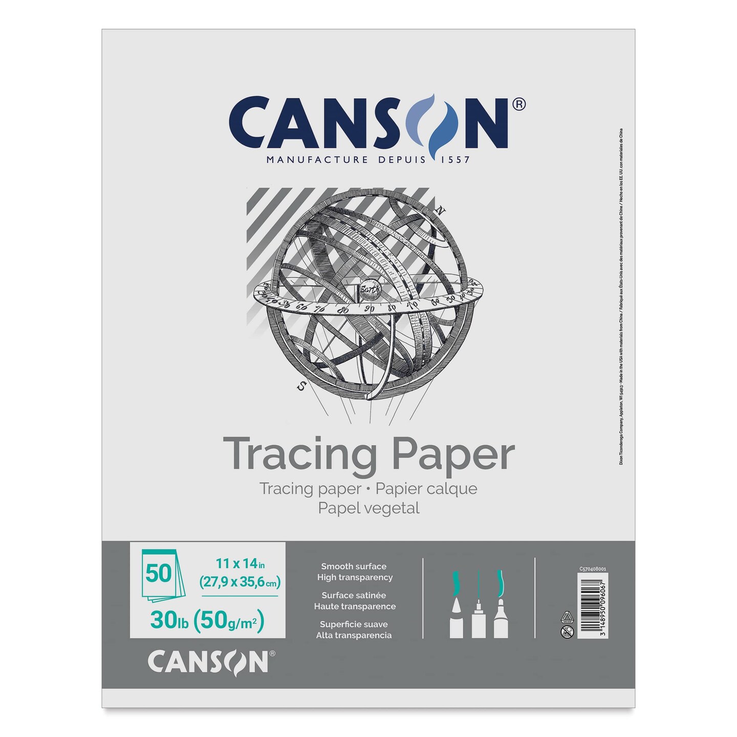 Canson Foundation Tracing Pad - 11" x 14", Portrait, 50 Sheets