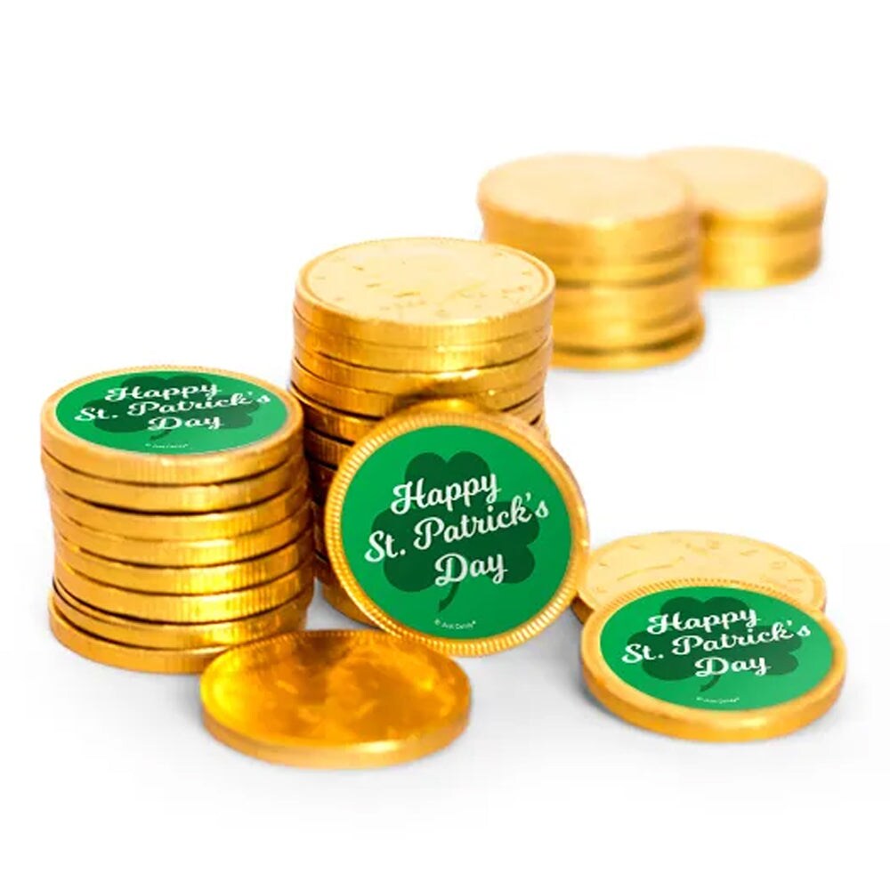 80ct St. Patrick's Day Candy Chocolate Coins Party Favors (80 Pack) - Clover - By Just Candy