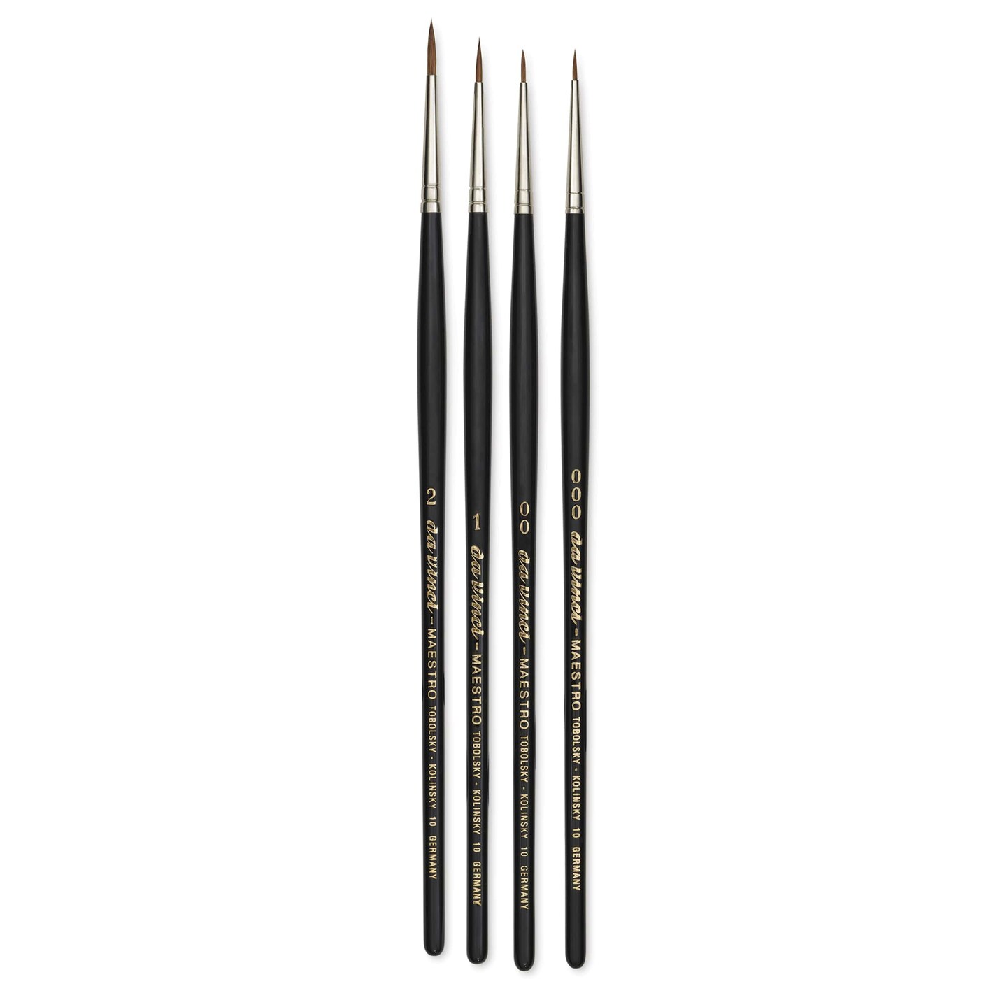Da Vinci Maestro Kolinsky Brushes - Set of 4, Series 10 Round, Short Handle
