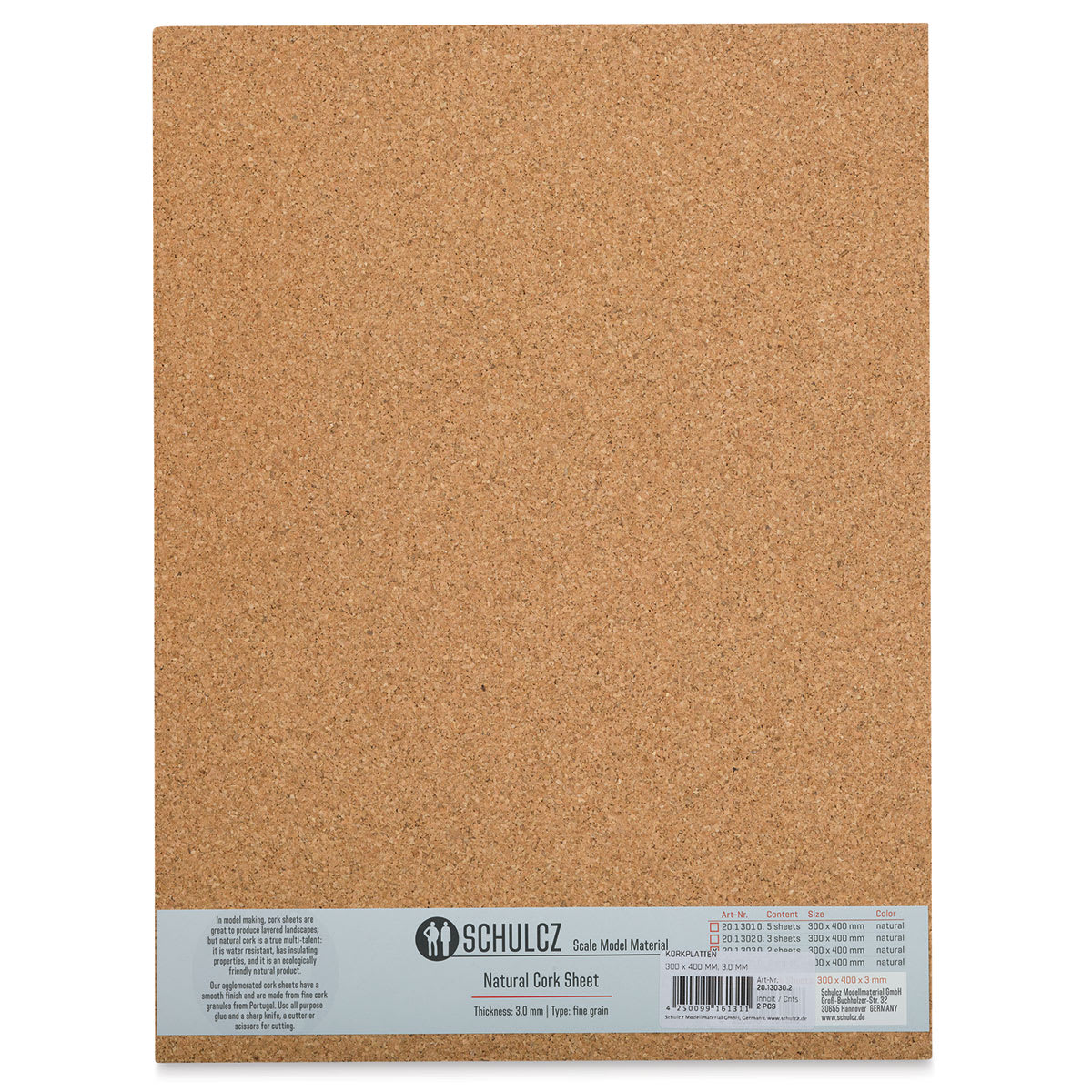 Schulcz Scale Model Cork Sheets - 11-3/4" x 15-3/4", 3 mm, Pkg of 2 Sheets