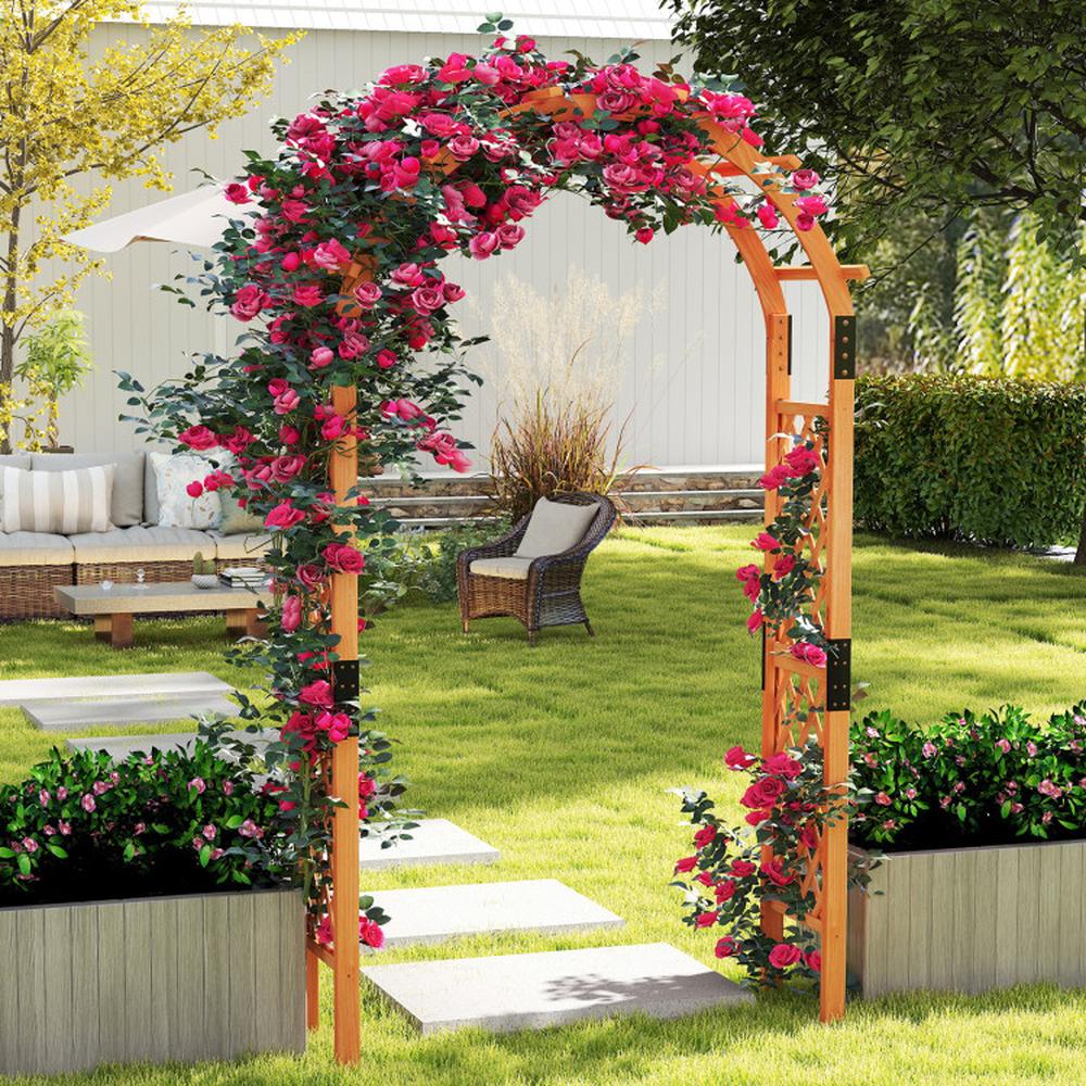 Edge Collections - Pink - Elegant Wooden Garden Arbor for Climbing Plants - 1 Piece