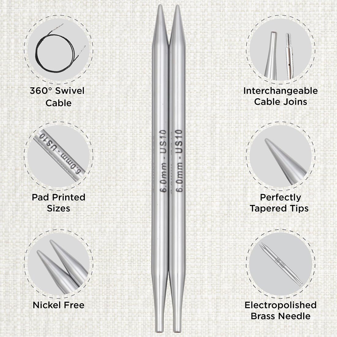 KnitPro Nova Regal Interchangeable Knitting Needle Set 4" (10cm)