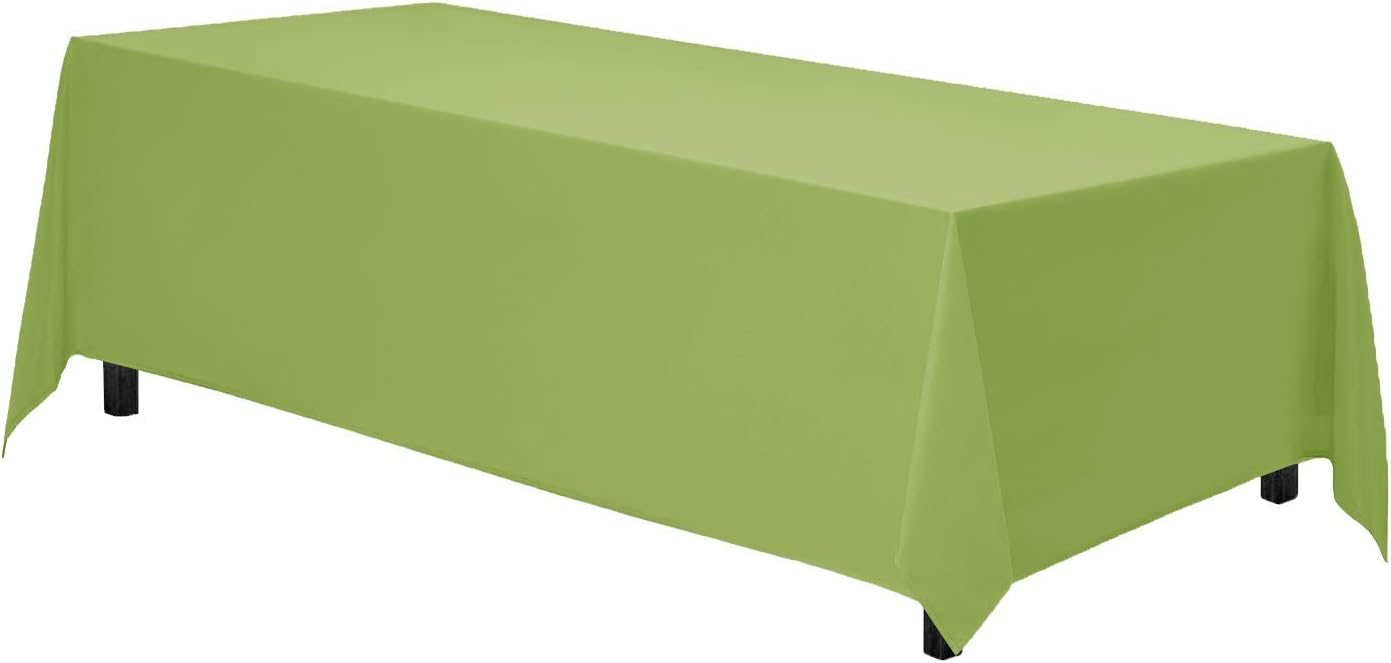 Rectangle Tablecloth - 90 x 156 Inch Apple Green Table Cloth for 8 Foot Table with Floor-Length Drop - Heavy Duty Washable Fabric - 8 Ft Buffet Table, Holiday Party, Wedding &#x26; Baby Shower