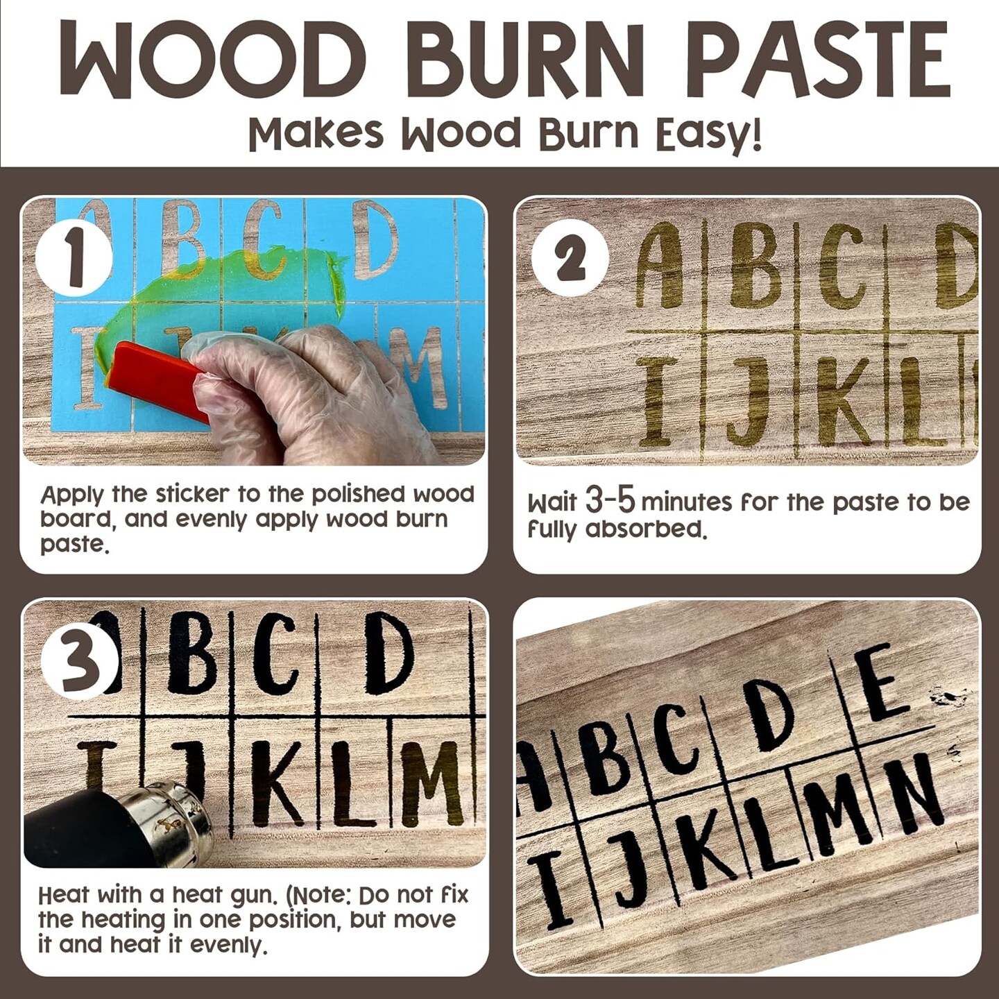Wood Burn Paste Pen Kit, 4OZ Wooden Burning Gel, Double Sided Wood Burn Marker Kit for DIY Beautiful Wooden Burning in Minutes, Perfect for Beginners Handmade Meaningful Gifts