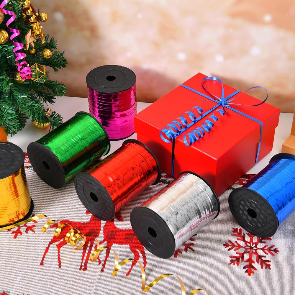 Gold Metallic Curling Ribbon, 500 Yards, 3/16" Width, Plastic Film, Festive & Crafting Occasion